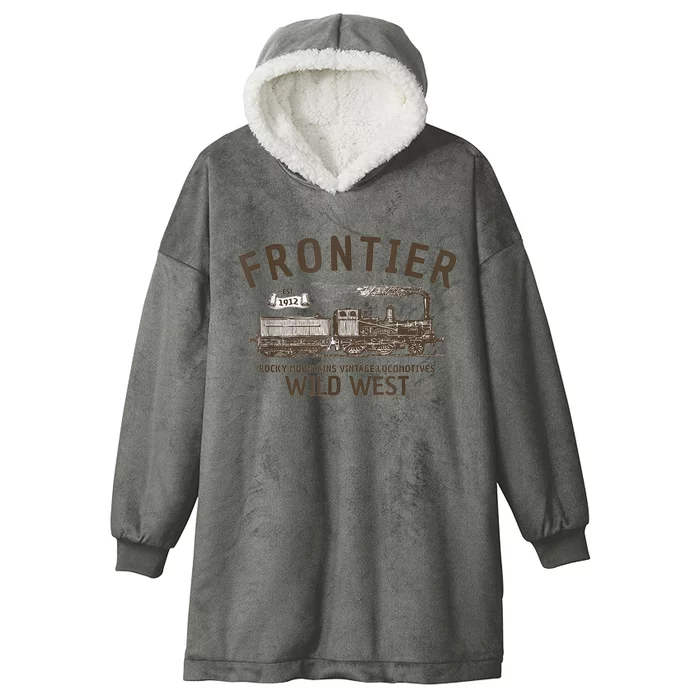 Wild West Locomotive Vintage Steam Train Hooded Wearable Blanket