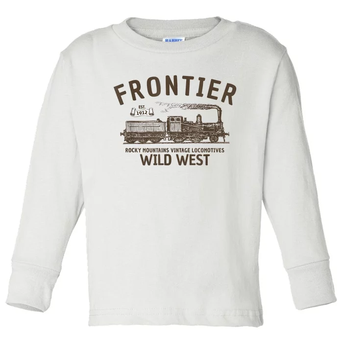 Wild West Locomotive Vintage Steam Train Toddler Long Sleeve Shirt