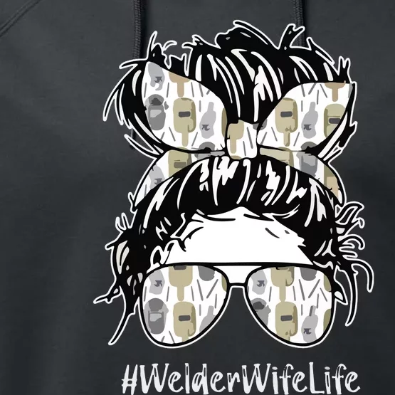 Welder Wife Life Definition Funny Welding Quote Welder Performance Fleece Hoodie