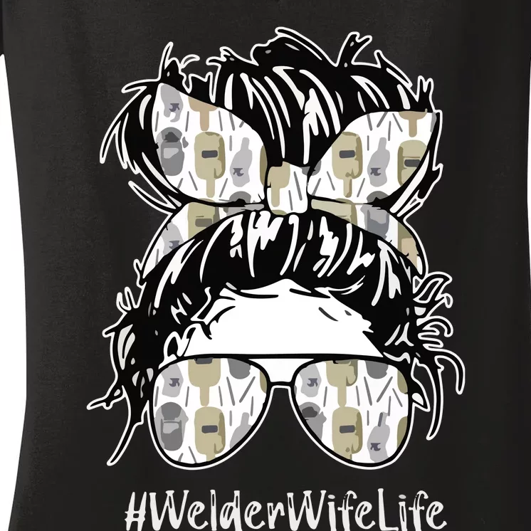 Welder Wife Life Definition Funny Welding Quote Welder Women's V-Neck T-Shirt