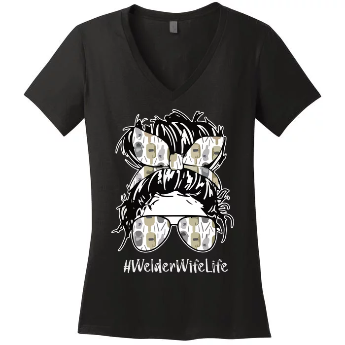 Welder Wife Life Definition Funny Welding Quote Welder Women's V-Neck T-Shirt