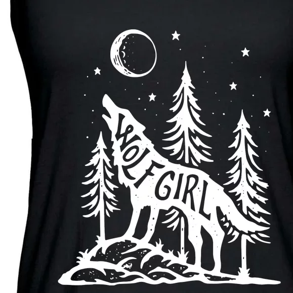 Wolf Who Loves Wolves Funny Animal Lovers Outdoor Ladies Essential Flowy Tank