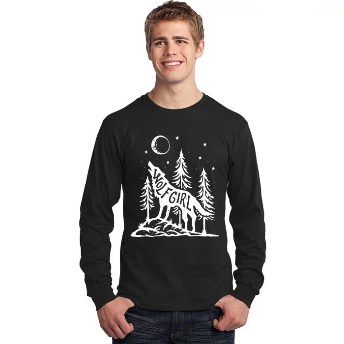 Wolf Who Loves Wolves Funny Animal Lovers Outdoor Tall Long Sleeve T-Shirt