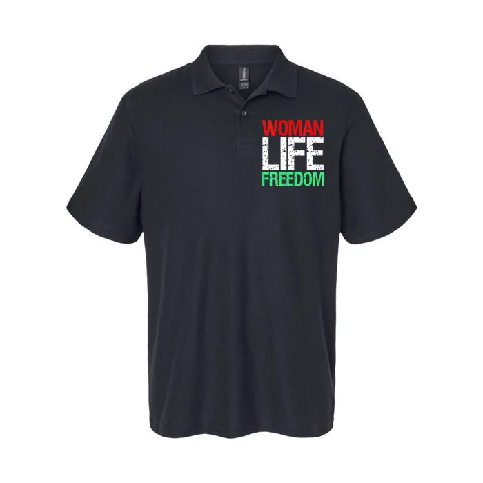 Wo WOMAN LIFE FREEDOM IRAN Iranian Patriotic Slogan Vintage Softstyle Adult Sport Polo