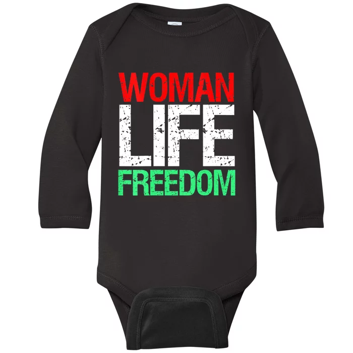 Wo WOMAN LIFE FREEDOM IRAN Iranian Patriotic Slogan Vintage Baby Long Sleeve Bodysuit