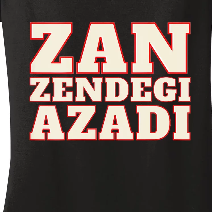 Womens Woman Life Freedom Iran Zan Zendegi Azadi Persian Women's V-Neck T-Shirt