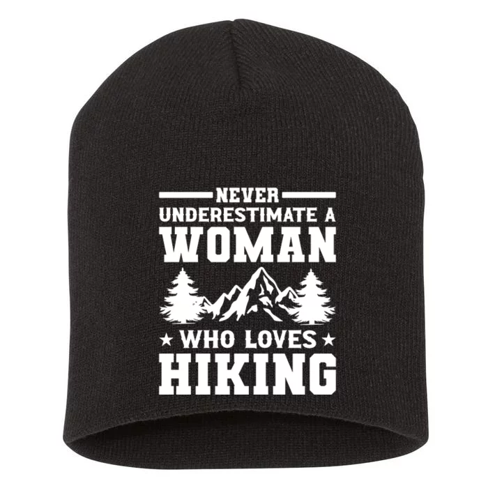 Women Who Love Hiking Graphic Short Acrylic Beanie