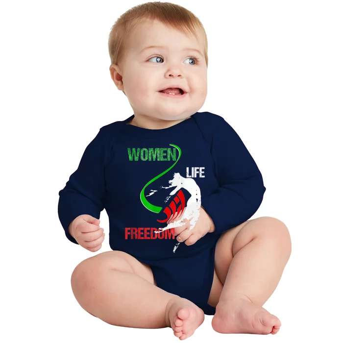 Wos Woman Life Freedom Zan Zendegi Azadi Iran Freedom Baby Long Sleeve Bodysuit