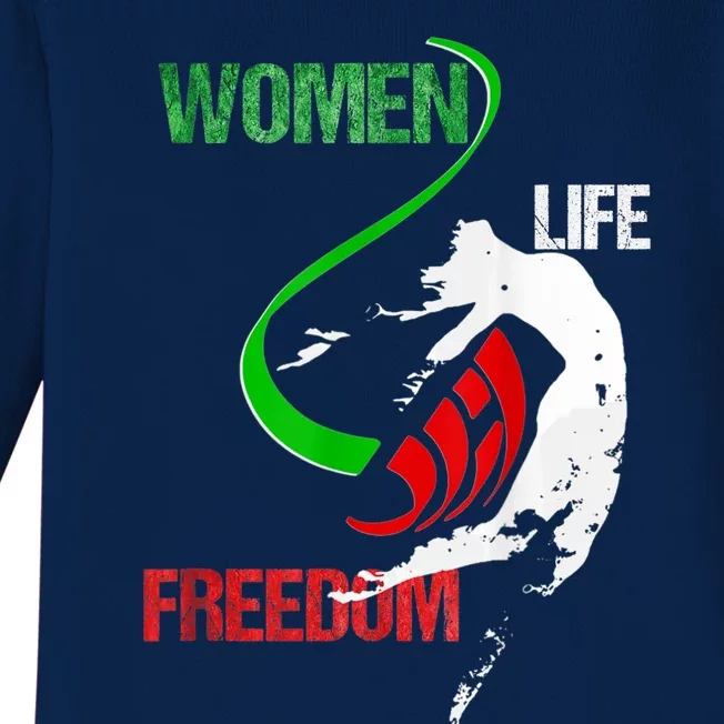 Wos Woman Life Freedom Zan Zendegi Azadi Iran Freedom Baby Long Sleeve Bodysuit