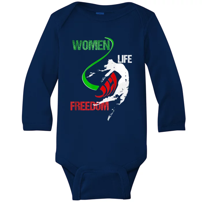 Wos Woman Life Freedom Zan Zendegi Azadi Iran Freedom Baby Long Sleeve Bodysuit