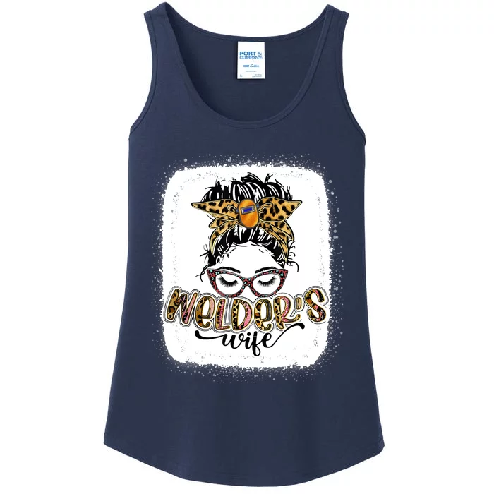 Welder Wife Life Messy Bun Bleached Wo Mother's Day Ladies Essential Tank