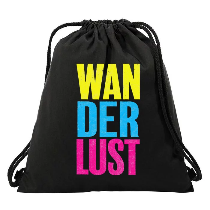 WANDERLUST wander lust retro distressed vintage style cute Drawstring Bag