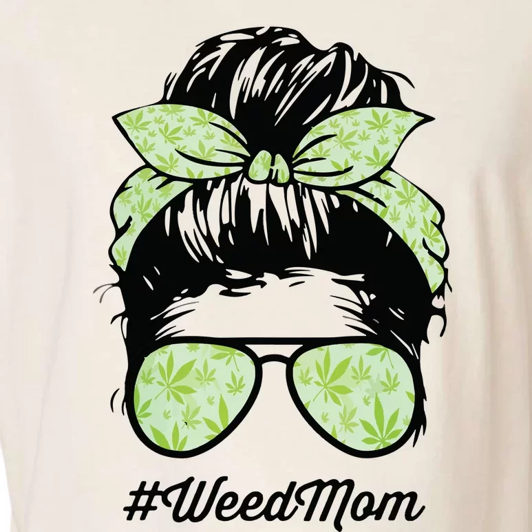 Womens Weed Mom Life With Leopard Mom Marijuana Weed Lover Garment-Dyed Women's Muscle Tee