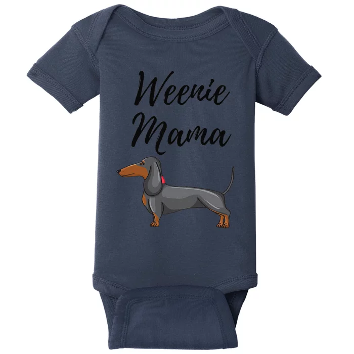 Womens Weenie Mama Funny Dachshund Lover Weiner Dog Gift Baby Bodysuit