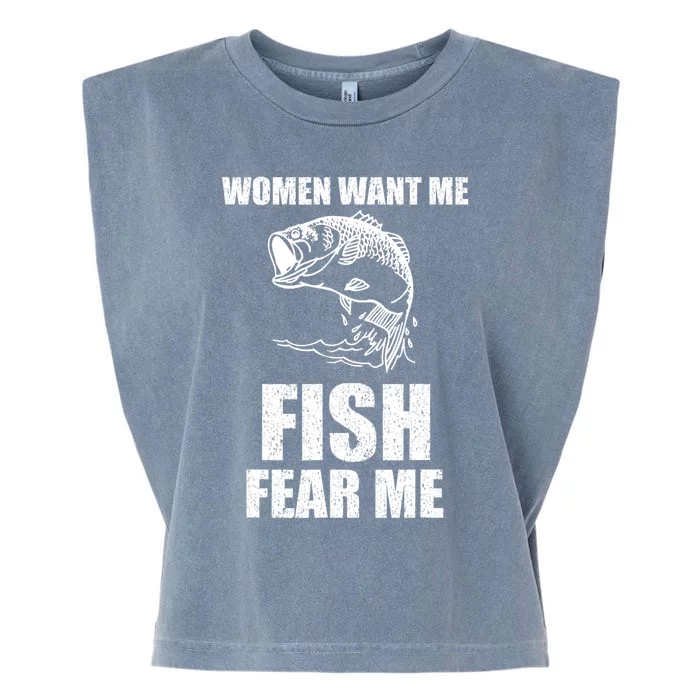 Women Want Me, Fish Fear Me Fishing Garment-Dyed Women's Muscle Tee