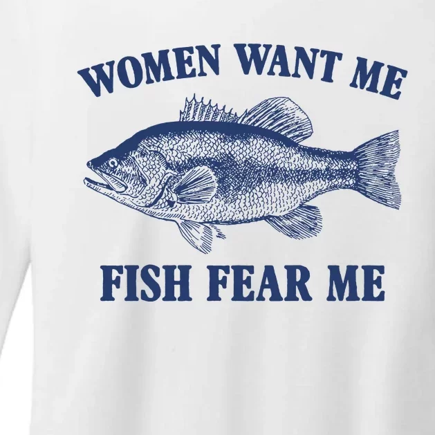 Women Want Me Fish Fear Me Womens CVC Long Sleeve Shirt