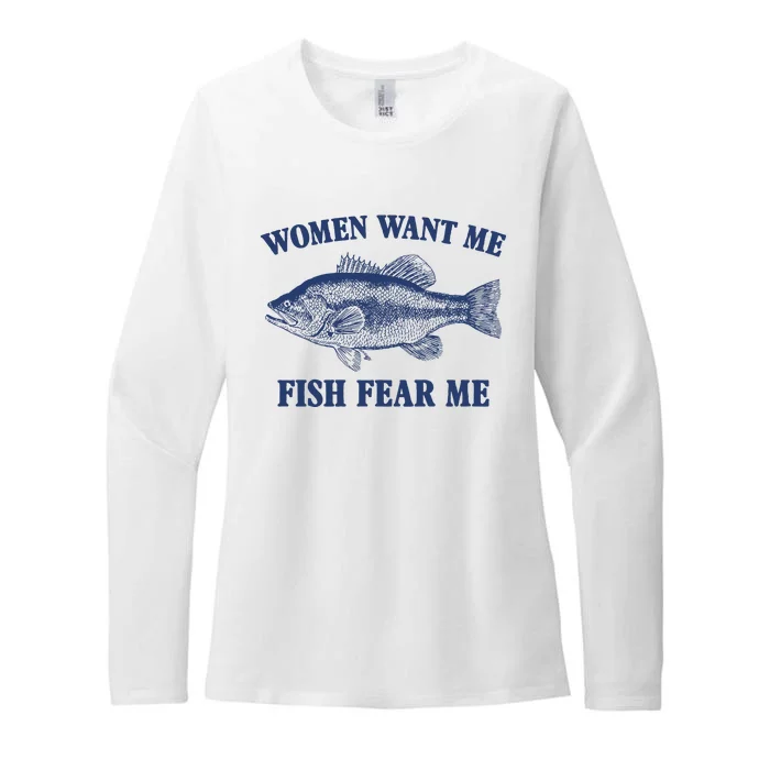 Women Want Me Fish Fear Me Womens CVC Long Sleeve Shirt