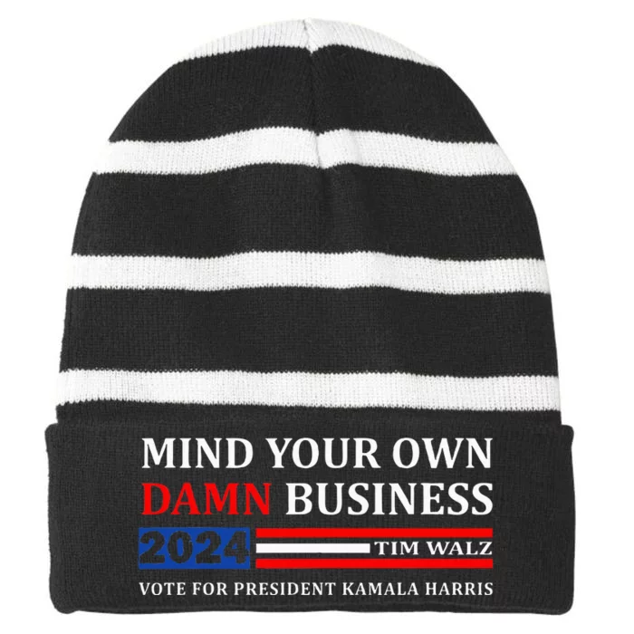 Walz Waltz Mind Your Own Damn Business Harris Waltz Striped Beanie with Solid Band