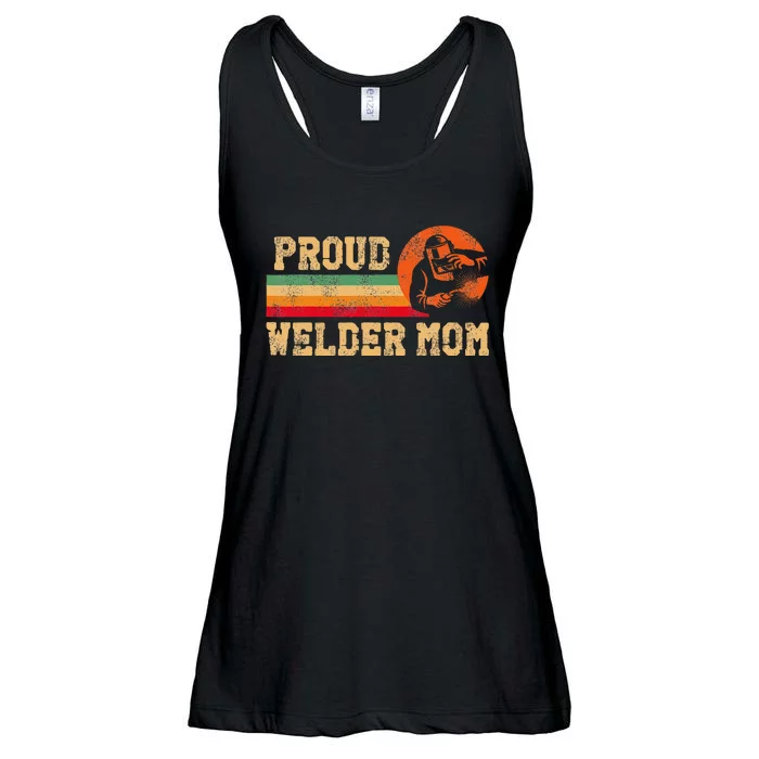 Welder Welding Mom Mother Vintage Retro Proud Welder Mom Ladies Essential Flowy Tank