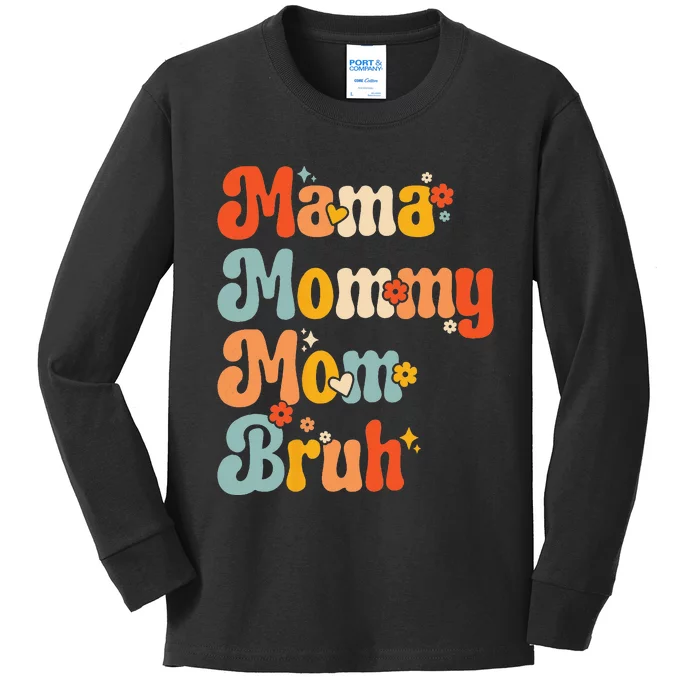 Wo Wo Mama Mommy Mom Bruh Mothers Day Vintage Funny Mother Kids Long Sleeve Shirt