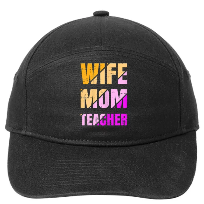 Womens Wife Mom Teacher Mothers Day Retro Momma Life Mommy 7-Panel Snapback Hat