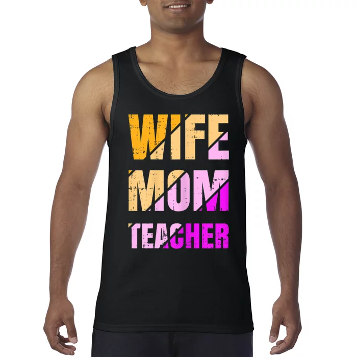 Womens Wife Mom Teacher Mothers Day Retro Momma Life Mommy Tank Top