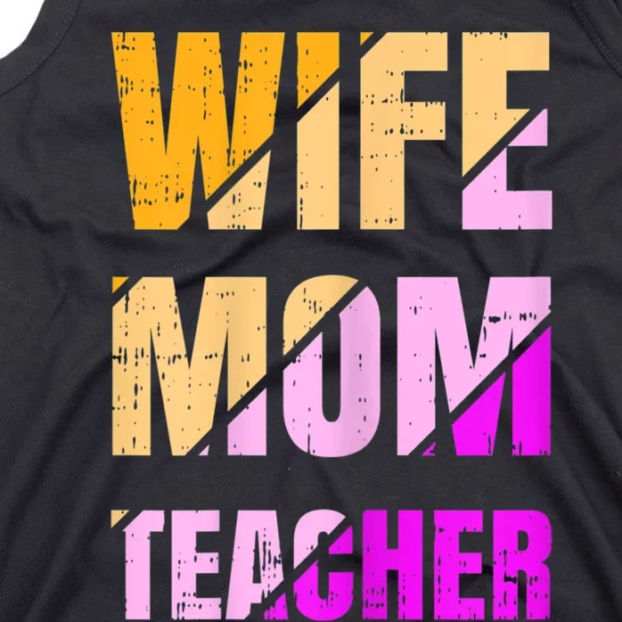 Womens Wife Mom Teacher Mothers Day Retro Momma Life Mommy Tank Top