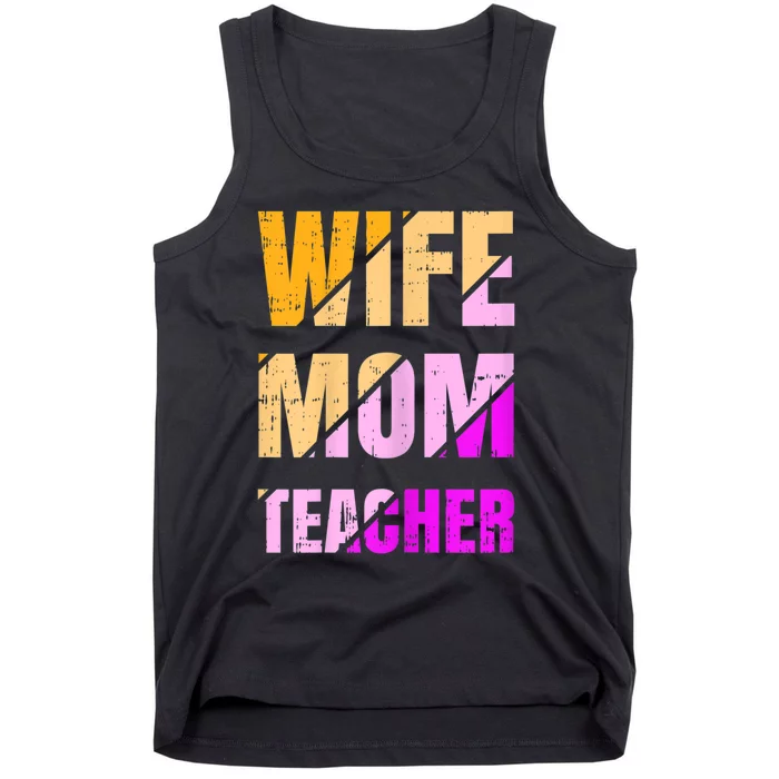 Womens Wife Mom Teacher Mothers Day Retro Momma Life Mommy Tank Top