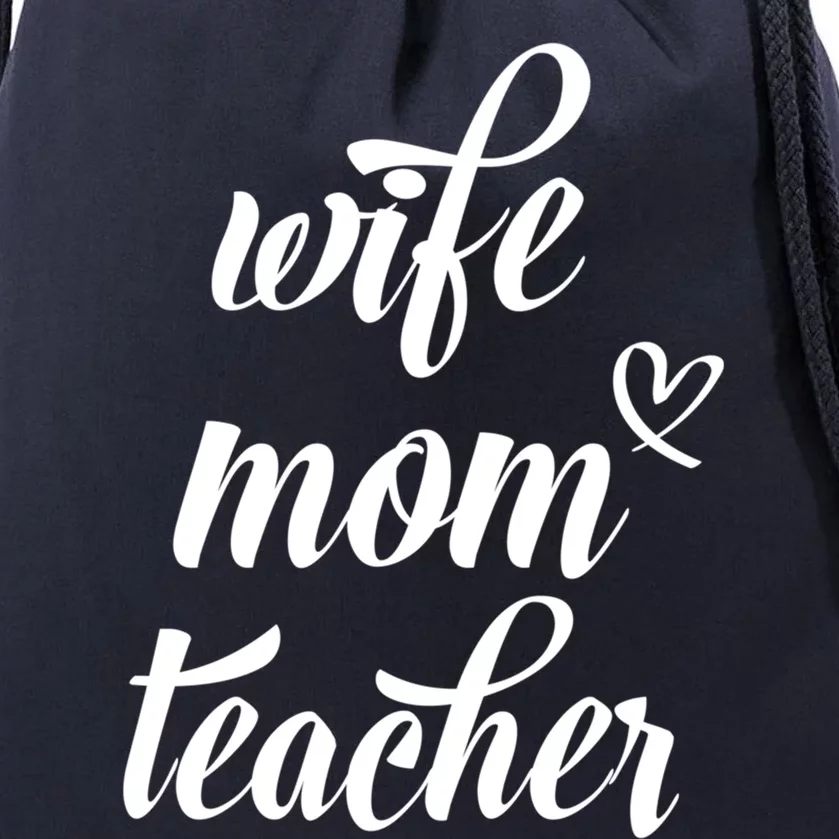 Wo Wife Mom Teacher Gift Funny Mom Teacher Design Gift Drawstring Bag