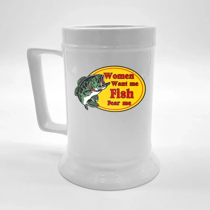 Women Want Me Fish Fear Me Funny Father’s Day Gift Front & Back Beer Stein