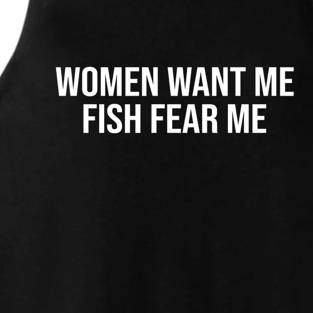 Women Want Me Fish Fear Me Funny Fishing Ladies Tri-Blend Wicking Tank