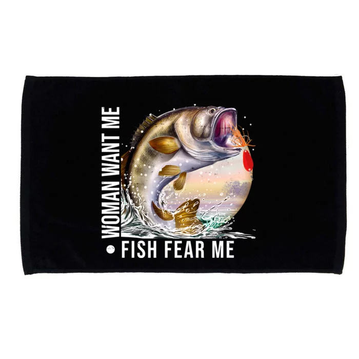 Women Want Me Fish Fear Me Bass Fisherman Funny Microfiber Hand Towel