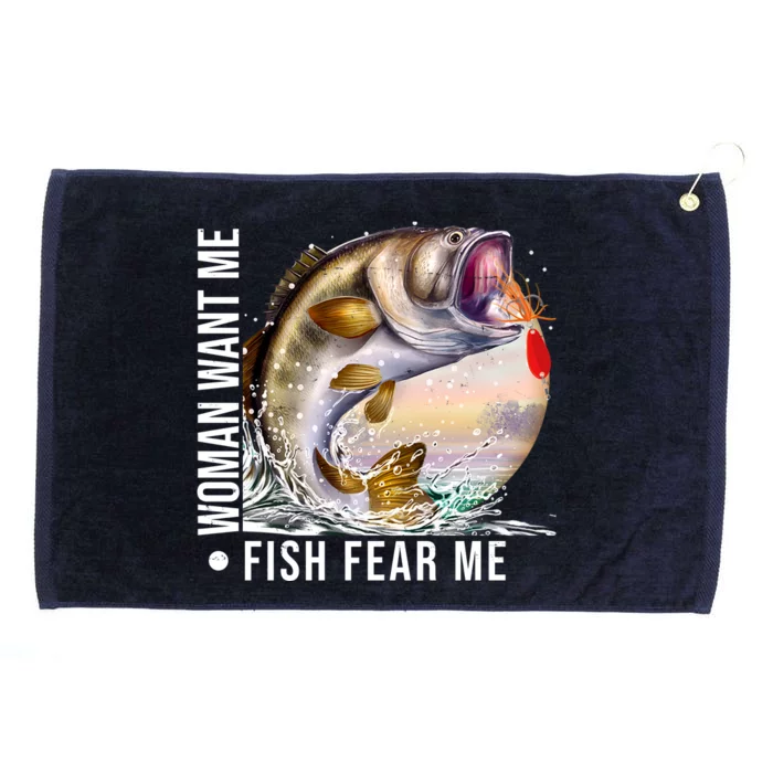 Women Want Me Fish Fear Me Bass Fisherman Funny Grommeted Golf Towel