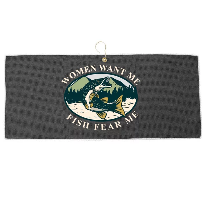 Women Want Me Fish Fear Me Funny Fishing Gift Large Microfiber Waffle Golf Towel