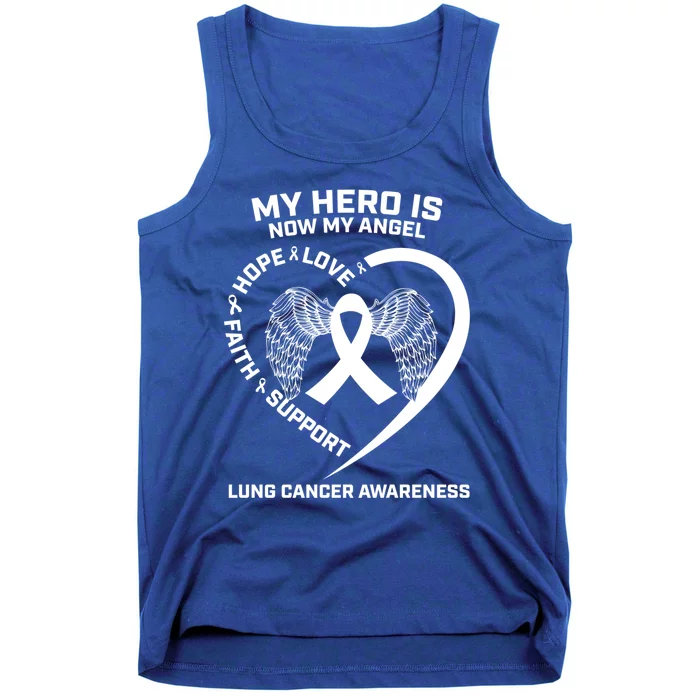 White Wings My Hero Is Now My Angel Lung Cancer Awareness Gift Tank Top