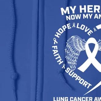 White Wings My Hero Is Now My Angel Lung Cancer Awareness Gift Full Zip Hoodie