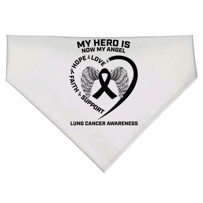 White Wings My Hero Is Now My Angel Lung Cancer Awareness Gift USA-Made Doggie Bandana