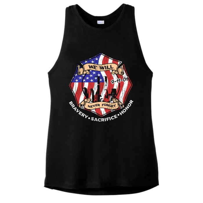 We Will Never Forget 9gift11gift01 Bravery Sacrifice Honor Gift Ladies Tri-Blend Wicking Tank