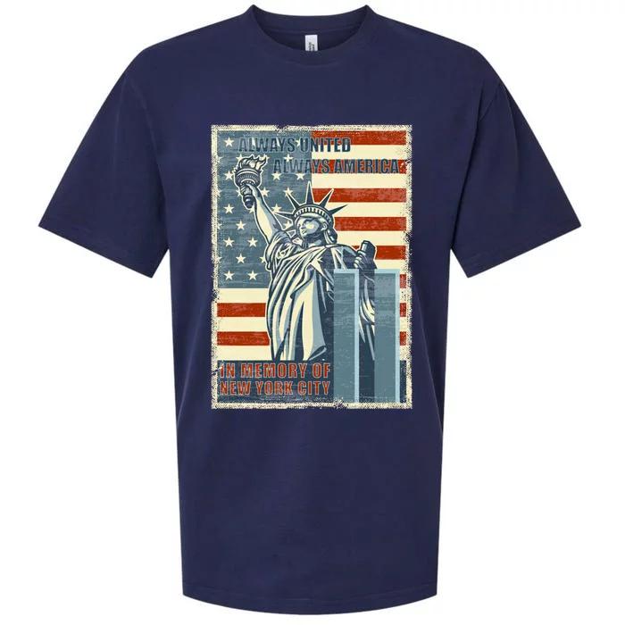 We Will Never Forget In Memory Of New York American Flag Cool Gift Sueded Cloud Jersey T-Shirt