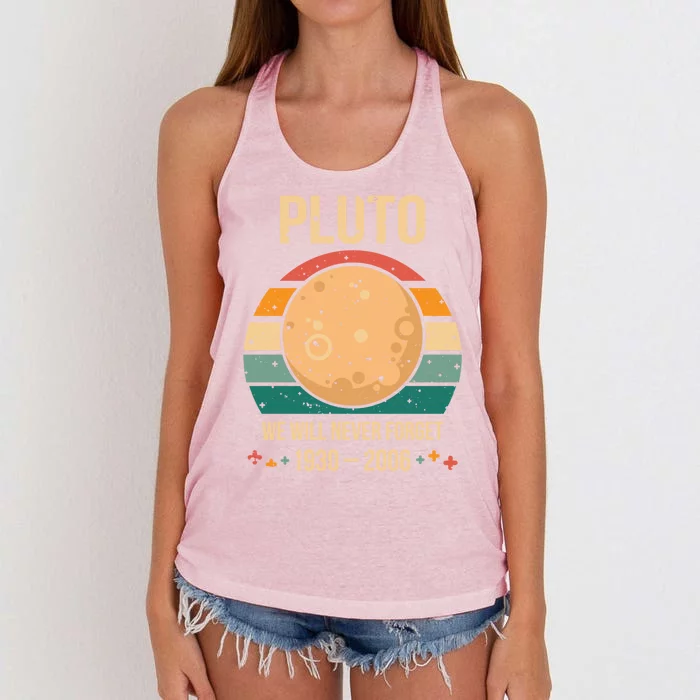 We Will Never Forget Pluto Vintage Style Retro Space Gift Women's Knotted Racerback Tank