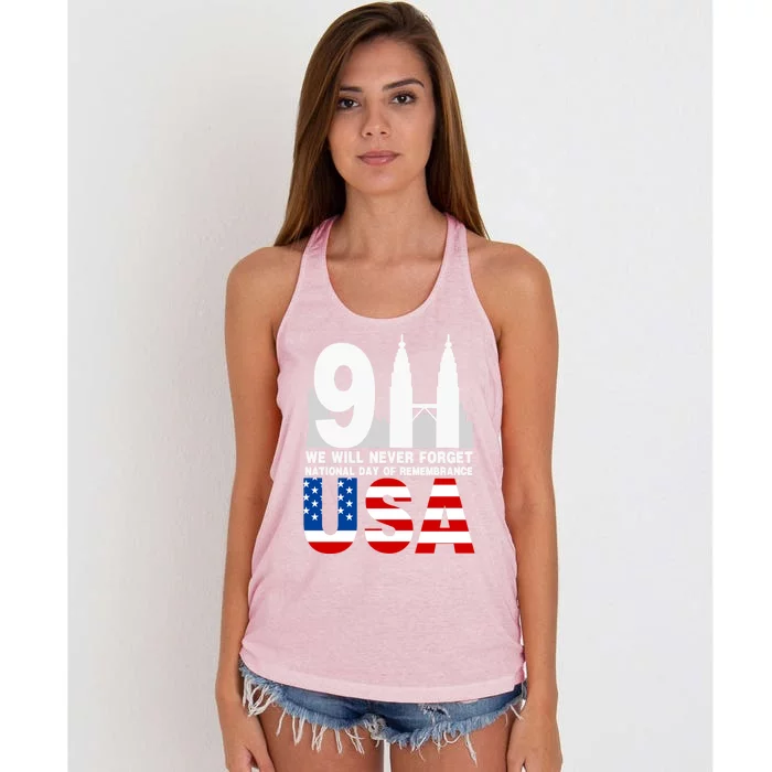 We Will Never Forget National Day Of Remembrance Patriot 911 Gift Women's Knotted Racerback Tank