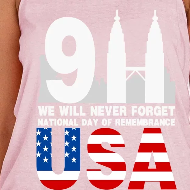 We Will Never Forget National Day Of Remembrance Patriot 911 Gift Women's Knotted Racerback Tank