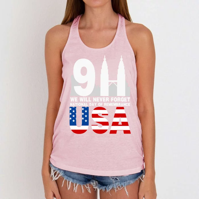 We Will Never Forget National Day Of Remembrance Patriot 911 Gift Women's Knotted Racerback Tank