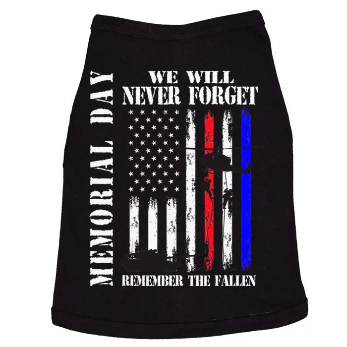 We Will Never Forget Remember The Fallen Flag Doggie Tank