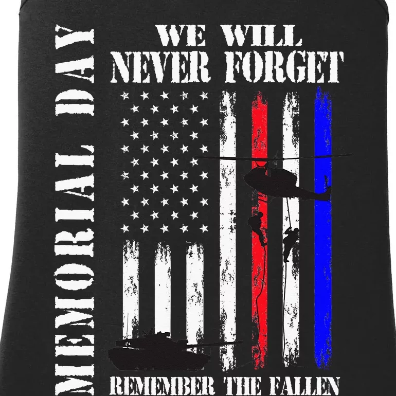 We Will Never Forget Remember The Fallen Flag Ladies Essential Tank