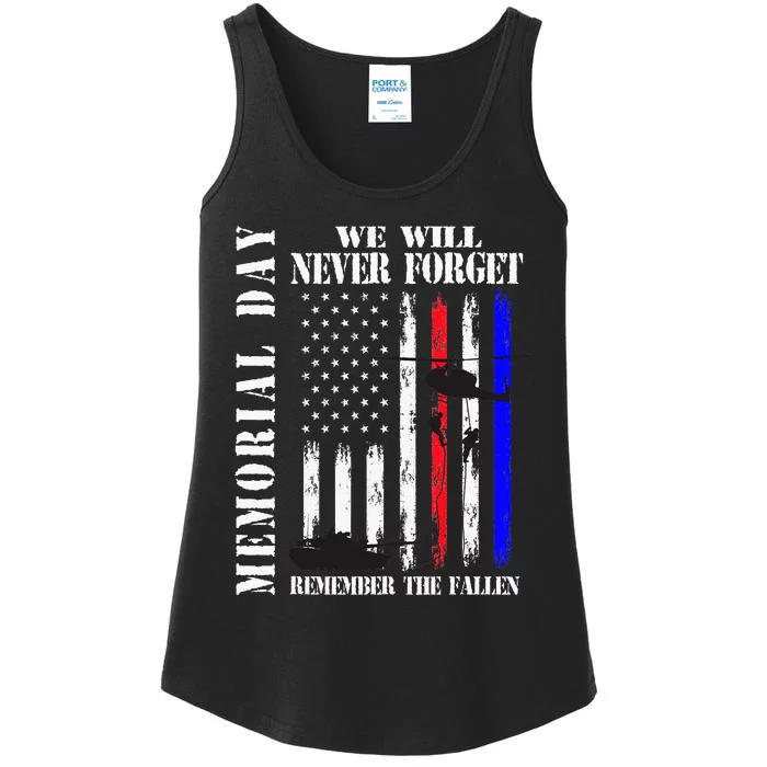 We Will Never Forget Remember The Fallen Flag Ladies Essential Tank