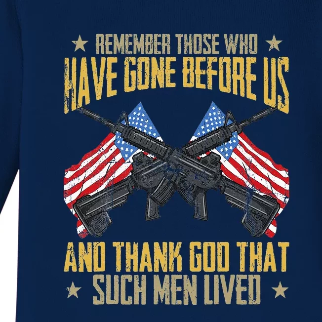 We Will Never Forget Retro Memorial Day Baby Long Sleeve Bodysuit