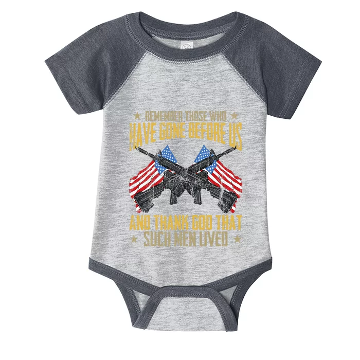 We Will Never Forget Retro Memorial Day Infant Baby Jersey Bodysuit