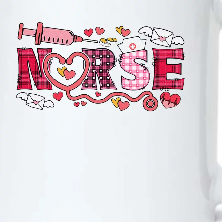 Womens Women Nurses Valentines Day Gifts Hearts Stethoscope Black Color Changing Mug