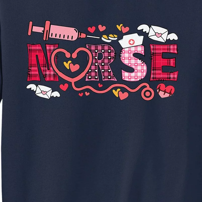 Womens Women Nurses Valentines Day Gifts Hearts Stethoscope Tall Sweatshirt